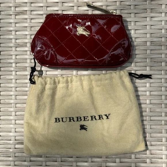 Burberry Patent Leather Quilted Zipper Coin Card Case - Picture 7 of 9